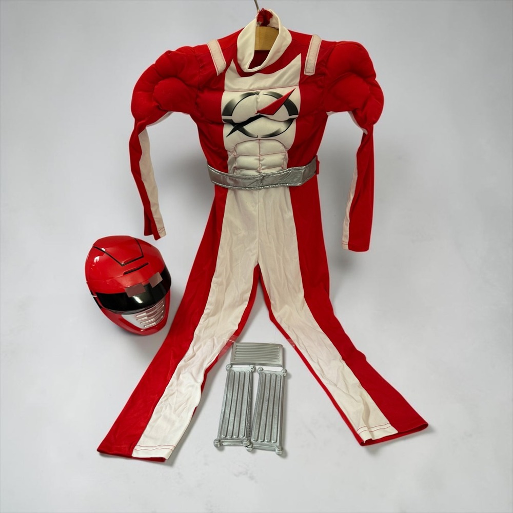 NEW Power Rangers Red Ranger Muscle Halloween Costume Kids 4-6 Mask Boys Girls